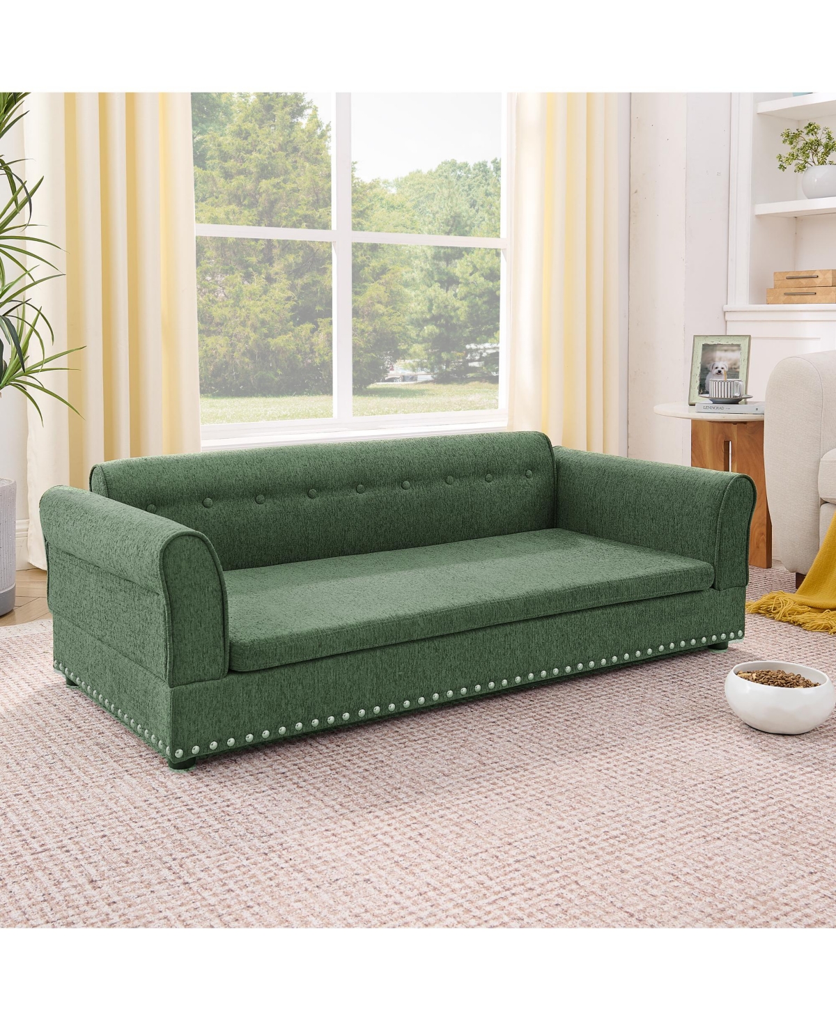 Clihome 55 Inch Dog Sofa for MediumandLarge Dogs, Modern Elevated Dog Sofa Bed with Armrests, Backrest