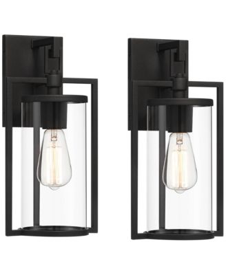 Rennes 15 High Modern Outdoor Wall Light Fixture Mount Porch House Exterior Set of 2  Clear Glass Shade