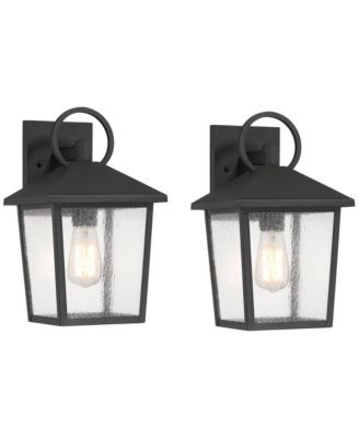 Westmont 13  High Modern Outdoor Wall Light Fixture Mount Porch House Set of 2 Sand Aluminum Glass Shade