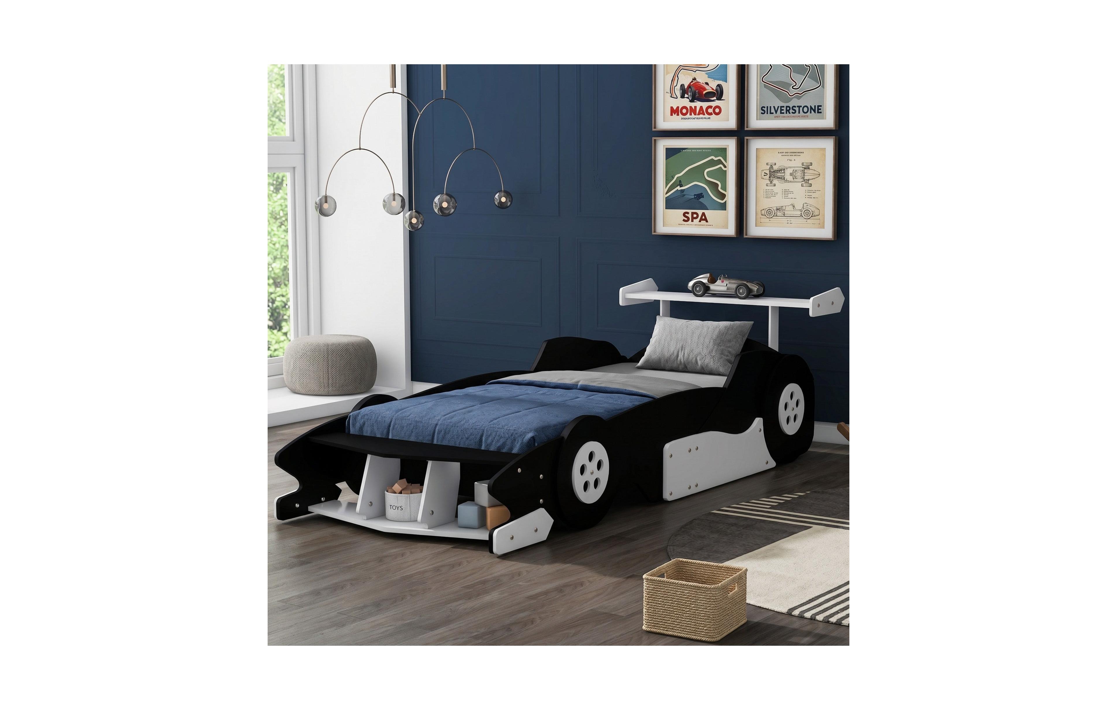 Sailvan Race Car-Shaped Platform Bed with Wheels