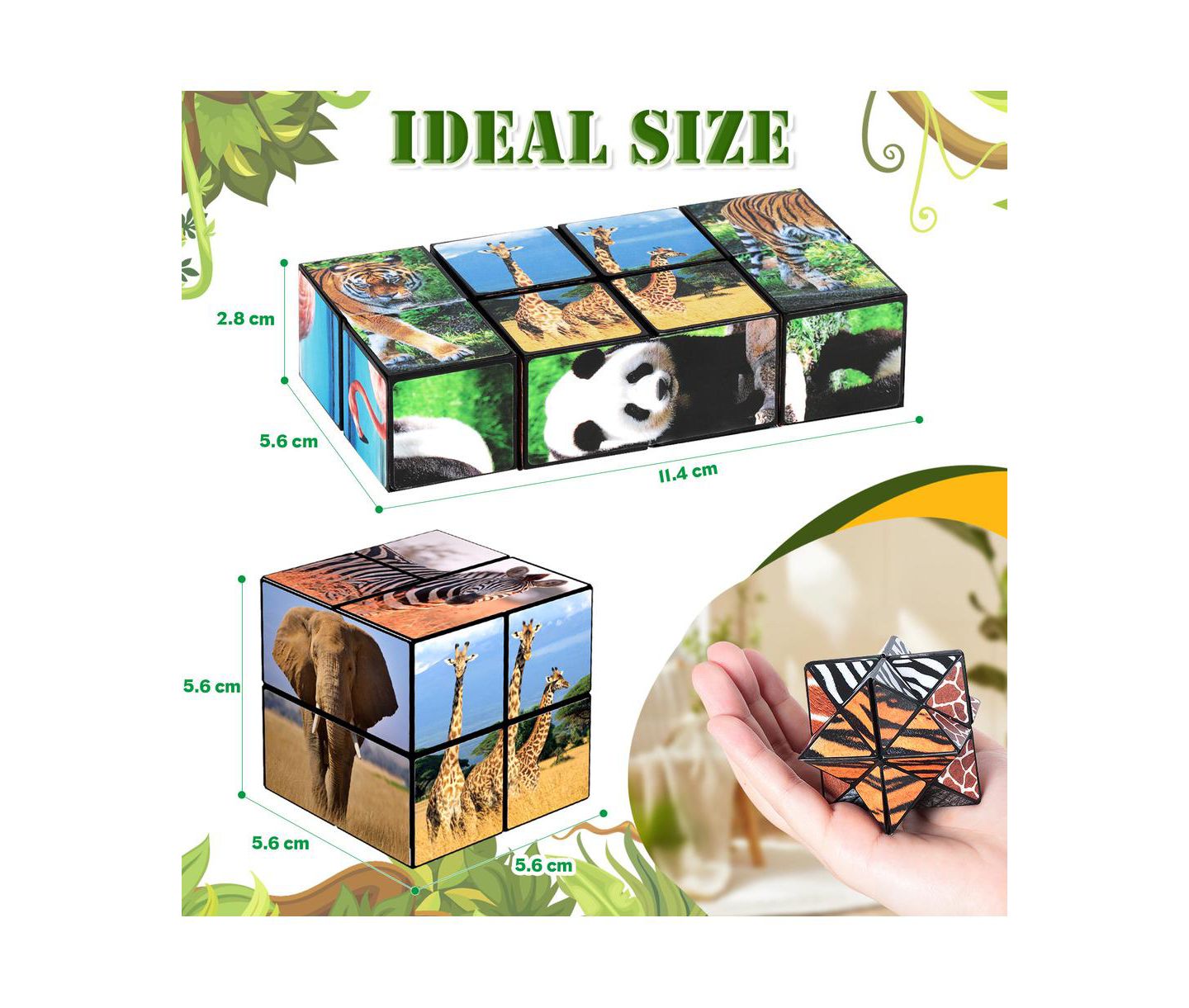 Детская игрушка Bruce & Shark 2-in-1 Animal Theme Fidget Cube, 2-Piece Puzzle, Ages 8+ — фото 10