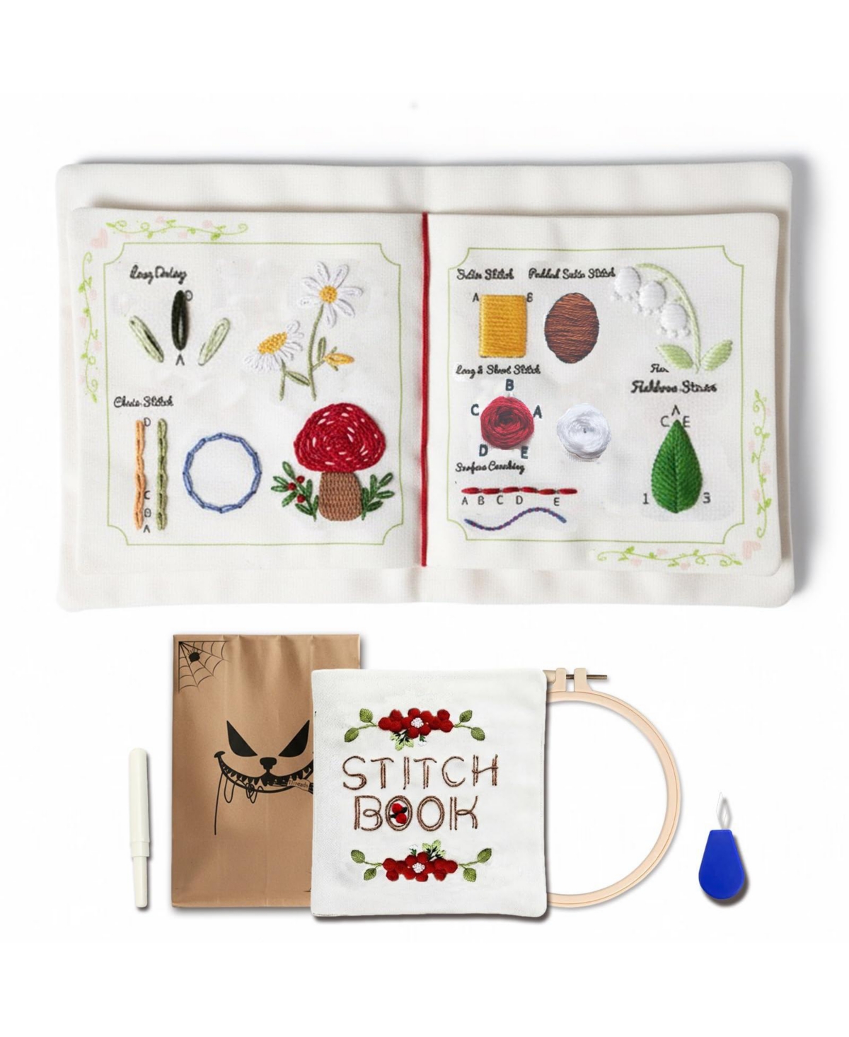 Gnuadz Embroidery Starter Kit 12 Stitches Practice Book Beginners Sewing Set