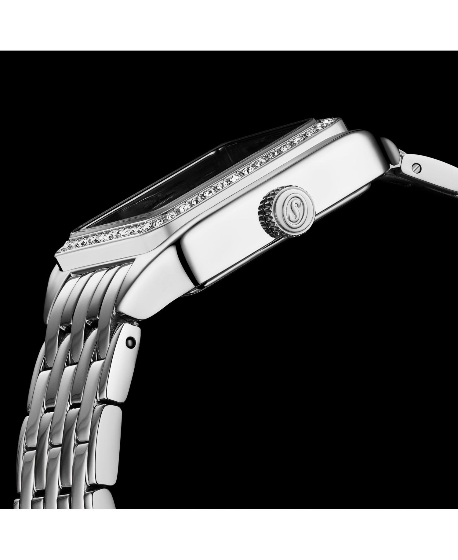 Valencia 4067 Women s Quartz Watch, 32mm Square Crystal Bezel, Stainless Steel Bracelet