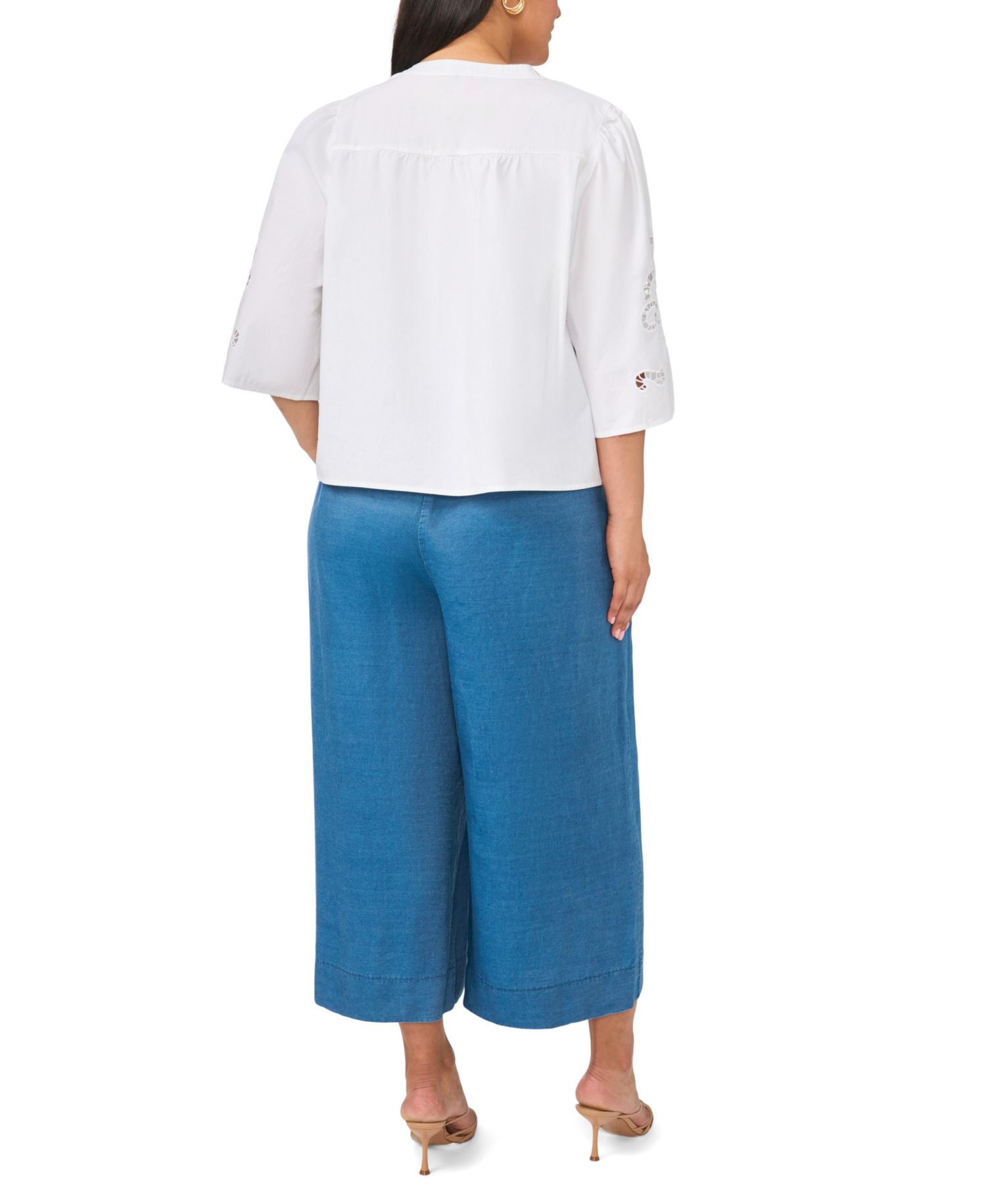 Plus Size 3/4-Length-Sleeve V-Neck Blouse