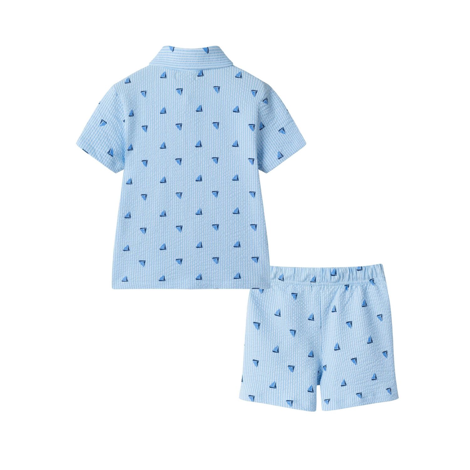 Big Boys Toddler/Child Navy Sailboat Buttondown and Shorts Cabana Set