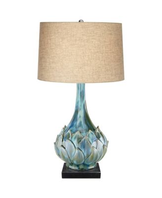 Kenya Modern Table Lamp with Square Riser 29 1/2" Tall Linen Drum Shade for Living Room House Home