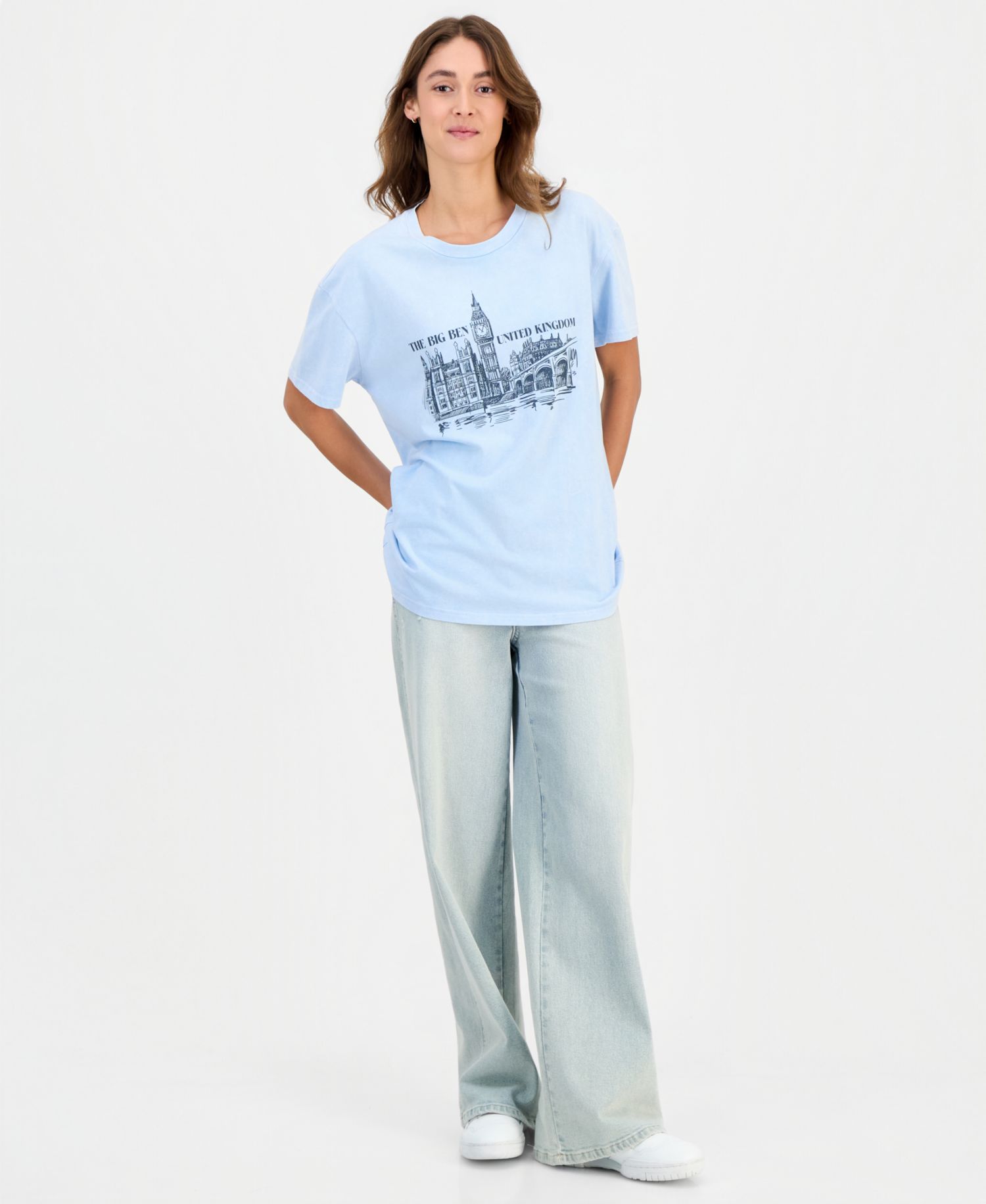 Juniors' Cotton London Big Ben Mineral-Wash Tee