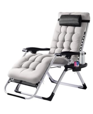 Zero Gravity Recliner Chair Folding Patio Lounge with Cushion Cup Holder