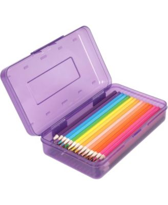 Large Capacity Colored Pencil Case, Plastic Hard Box with Snap Lid for Kids Adults, for School Office