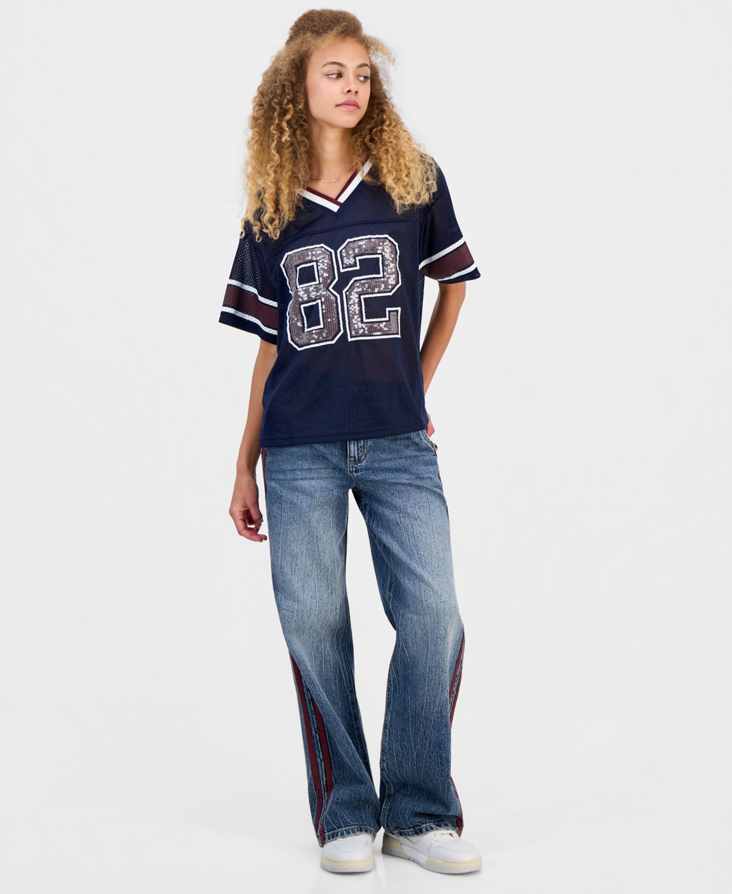 Женское джерси Madden Girl Juniors' Sequin-Trim Mesh Jersey, цвет: Тёмно-синий — фото 2