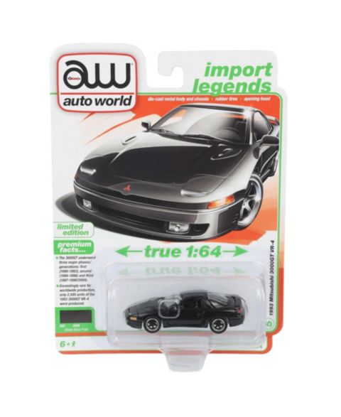 Детская игрушка Auto World 1:64 Scale Import Legends Series 1993 Mitsubishi 3000GT VR-4 Die-Cast Replica, цвет: Чёрный
