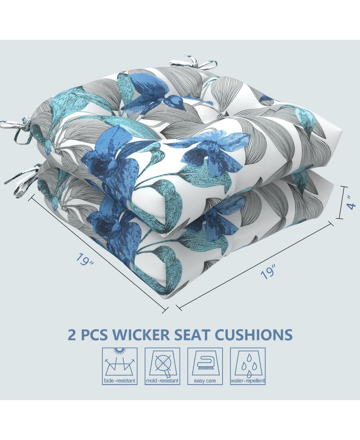 Gnuadz Outdoor Wicker Chair Cushions Patio Water Repellent Tufted Seat Ties Set Of 2