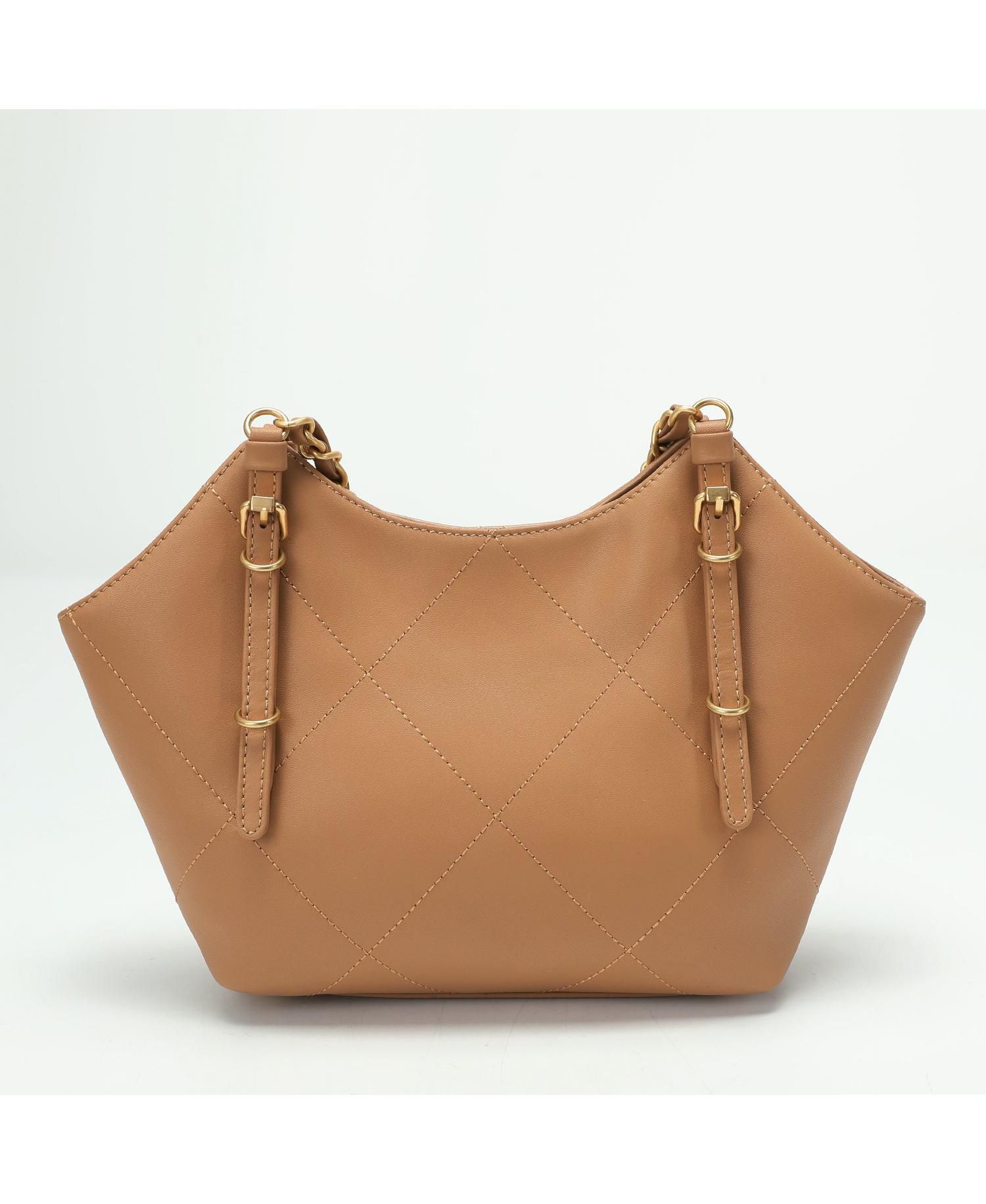 Luxea Quilted Chain Shoulder Bag Small Leather Handbag with Gold Chain Strap