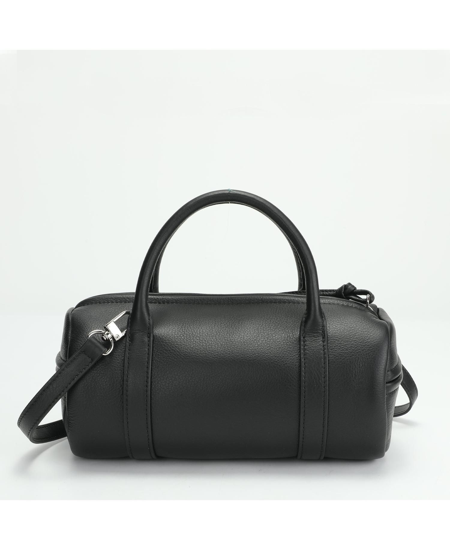 Aria Genuine Leather Small Barrel Satchel Bag Top Handle Mini Boston Crossbody Purse