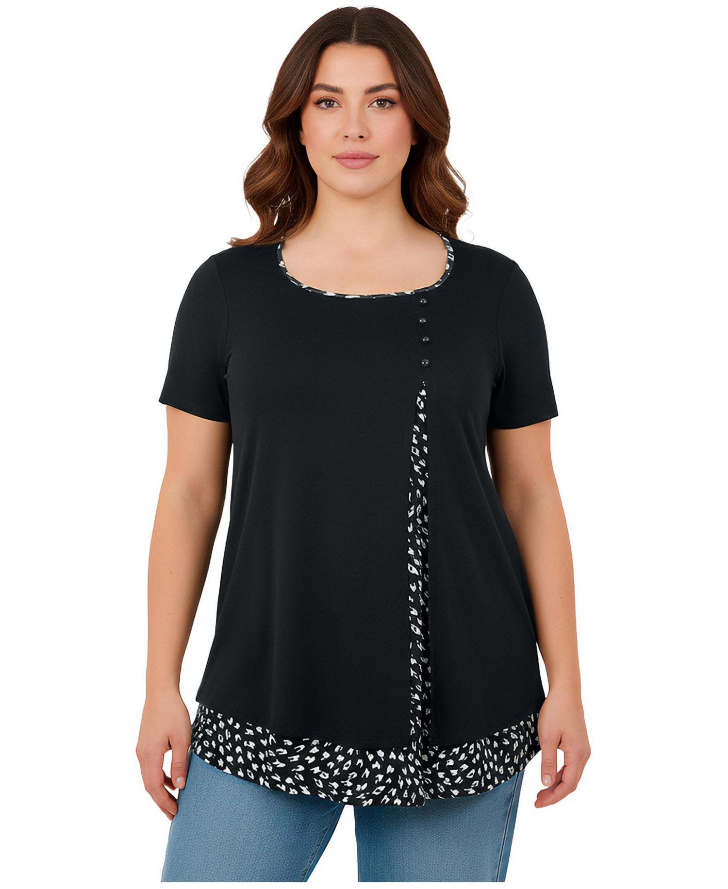 Women's Short Sleeve Layered Tunic