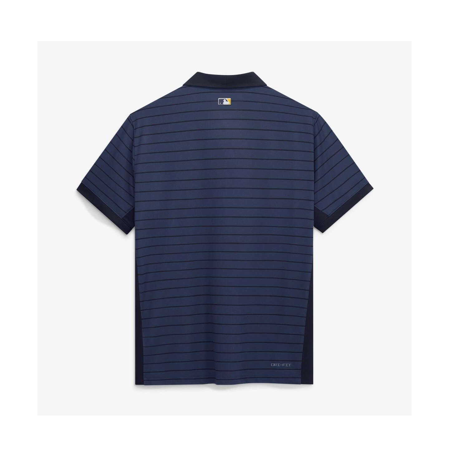 Мужское поло Nike Navy Milwaukee Brewers Authentic Collection Striped Victory Dri-FIT Polo Shirt — фото 2
