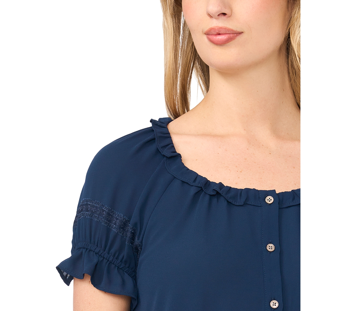 CeCe Women's Scoop Neck Short-Sleeve Blouse