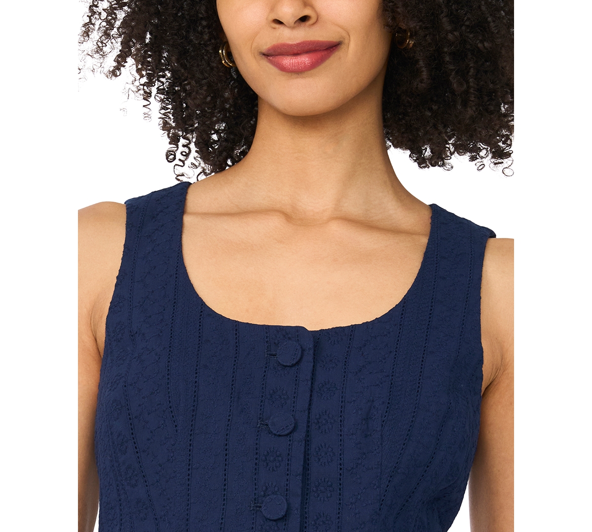 CeCe Women's Scoop Neck Button-Down Vest Top