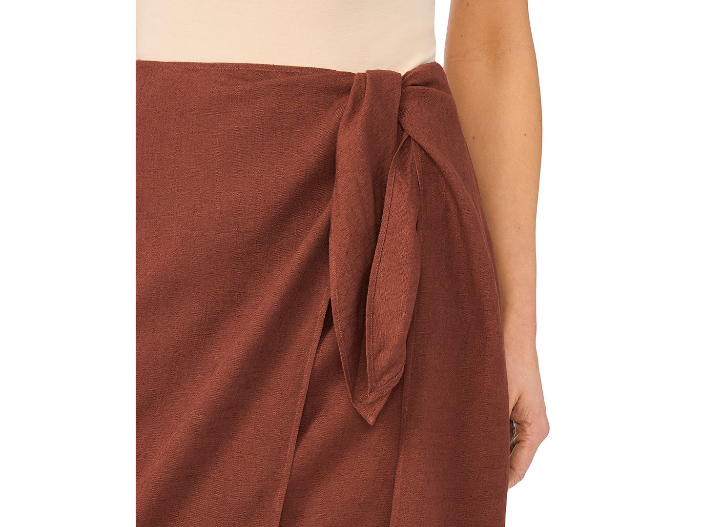 Женская юбка CeCe Wide-Tie Slit Midi, цвет: Мокко — фото 2