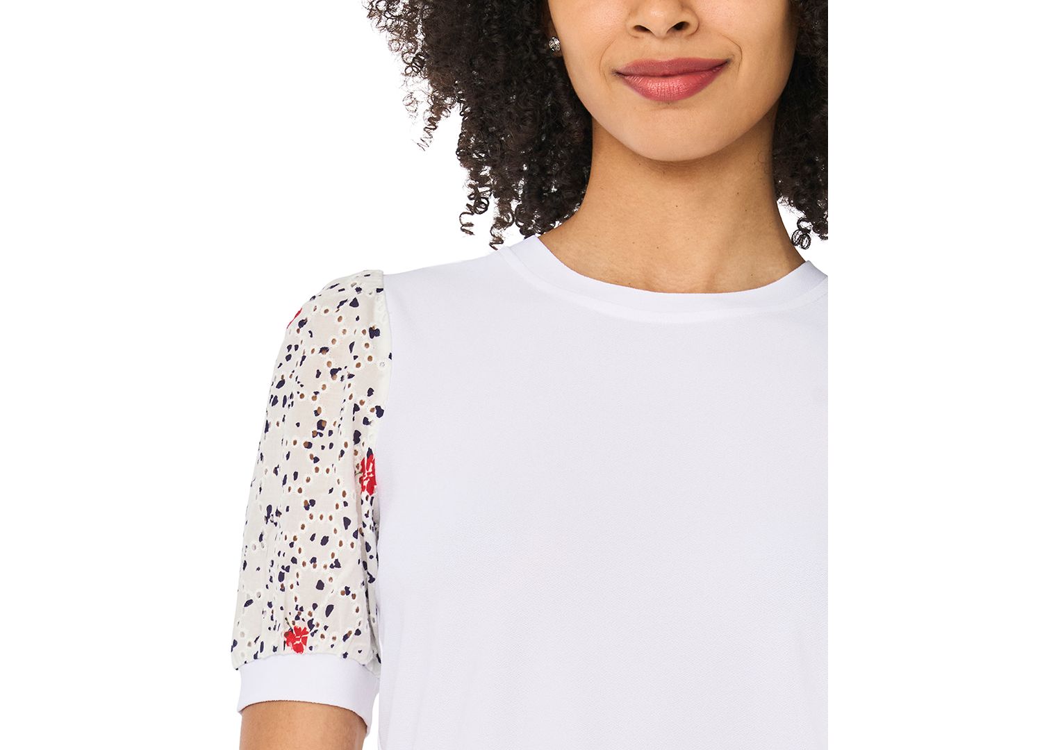 Women's Short-Sleeve Crewneck Mixed Media T-Shirt