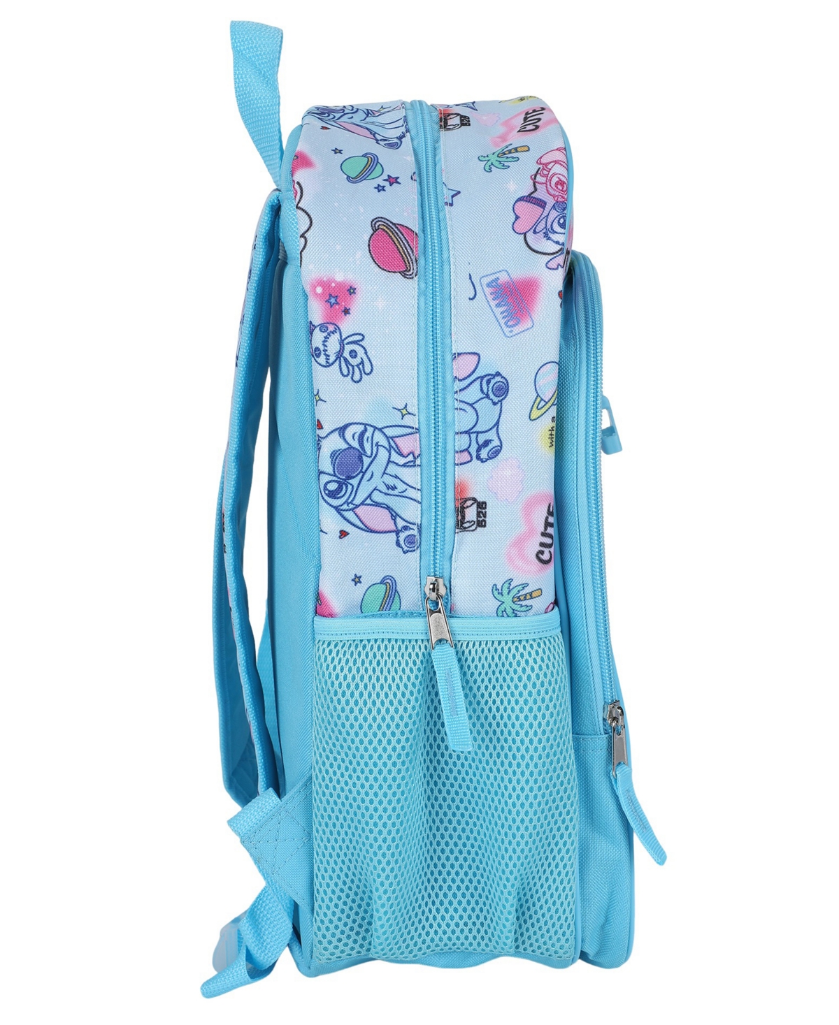 Stitch Boys' and Girls' All Over Print Backpack, Insulated Lunch Kit, Key Chain and Pencil Case, 4-Piece Set