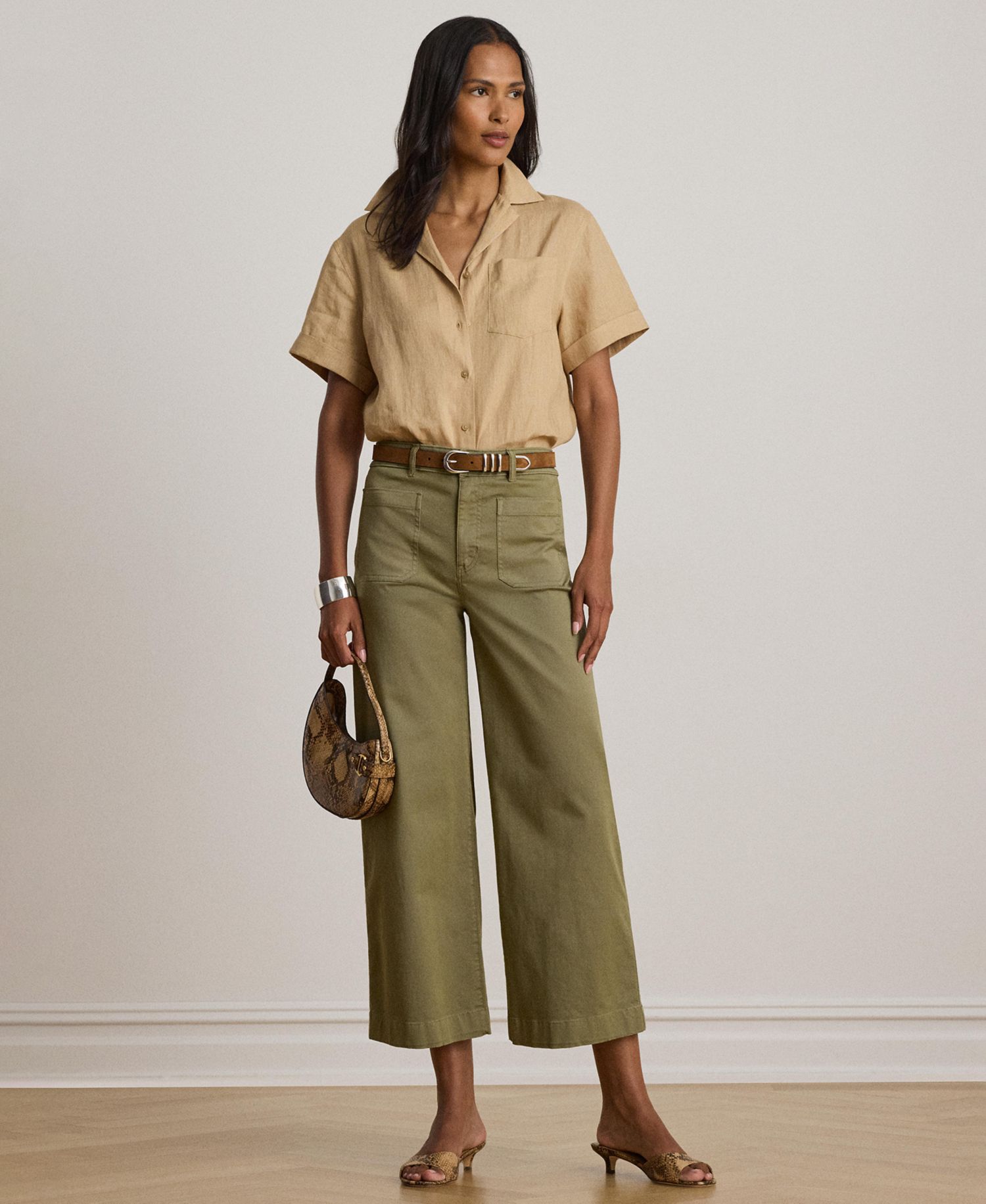 Women's Linen Short-Sleeve Camp Shirt