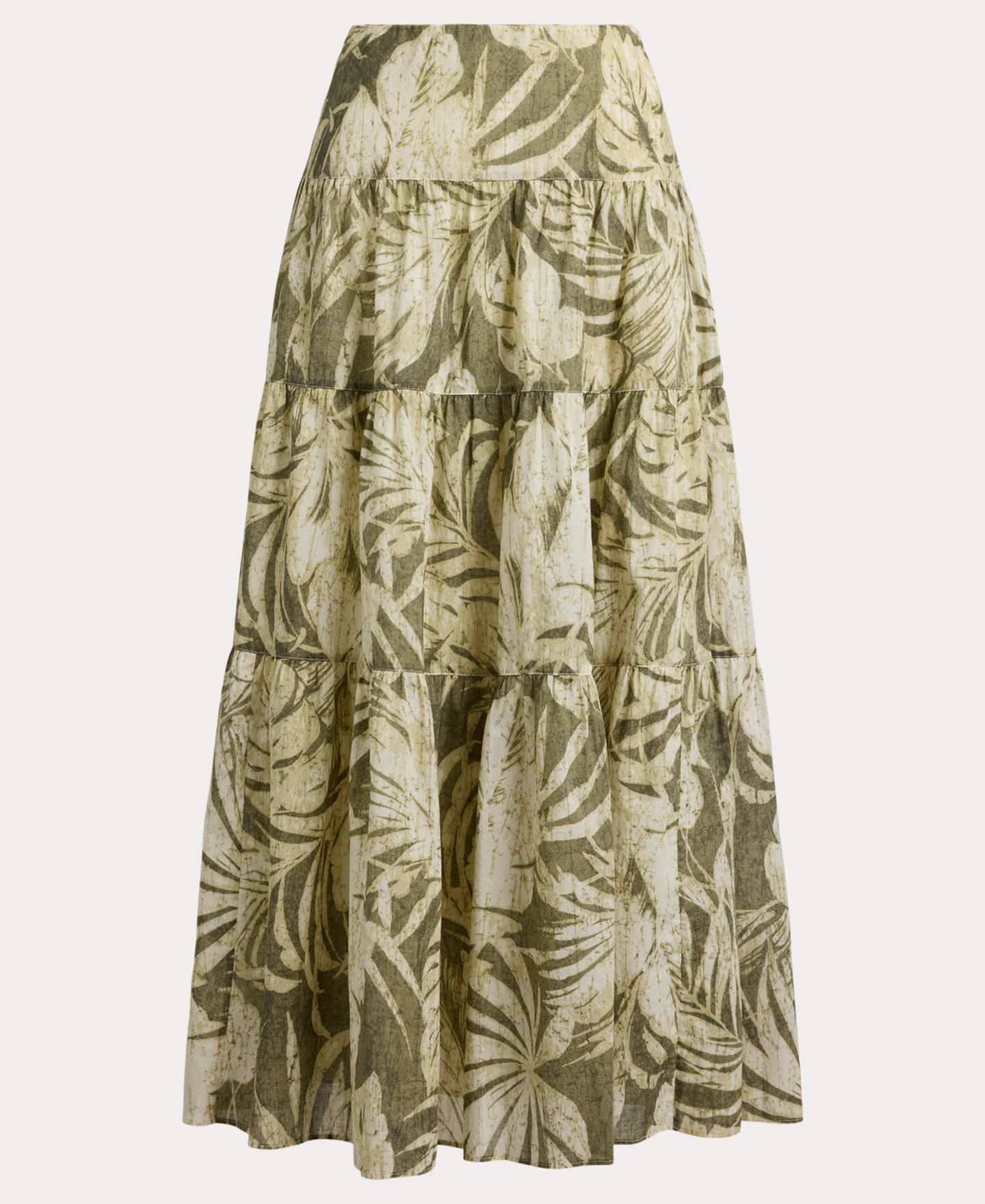 Женская юбка Lauren Ralph Lauren Elasticized Waist Tiered A-Line Midi, цвет: Оливковый разноцветный — фото 7