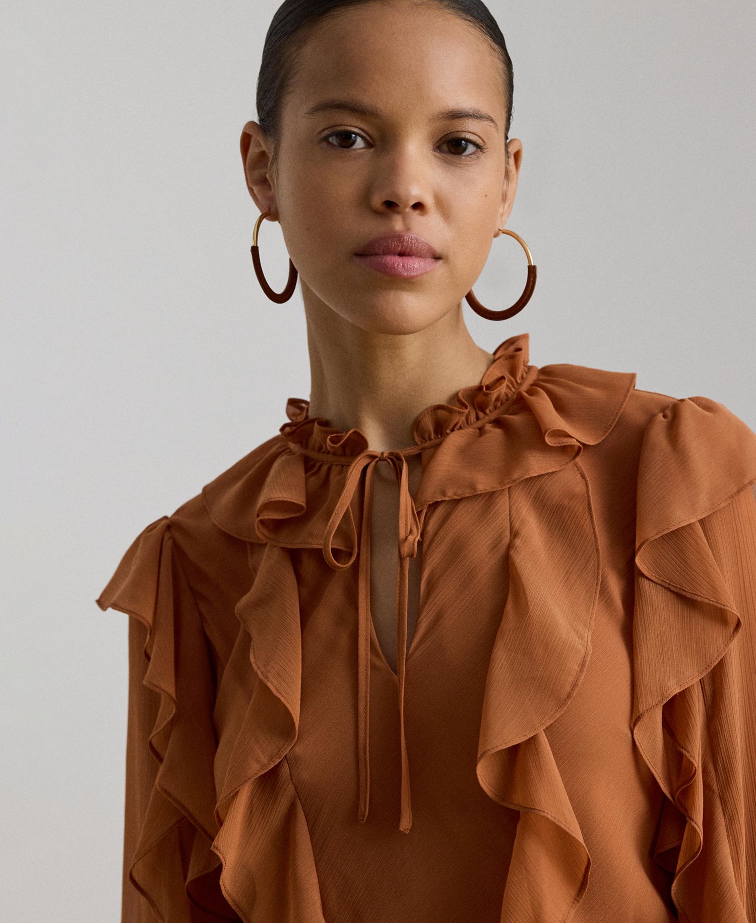 Women's Ruffle-Trim Tiered A-Line Dress