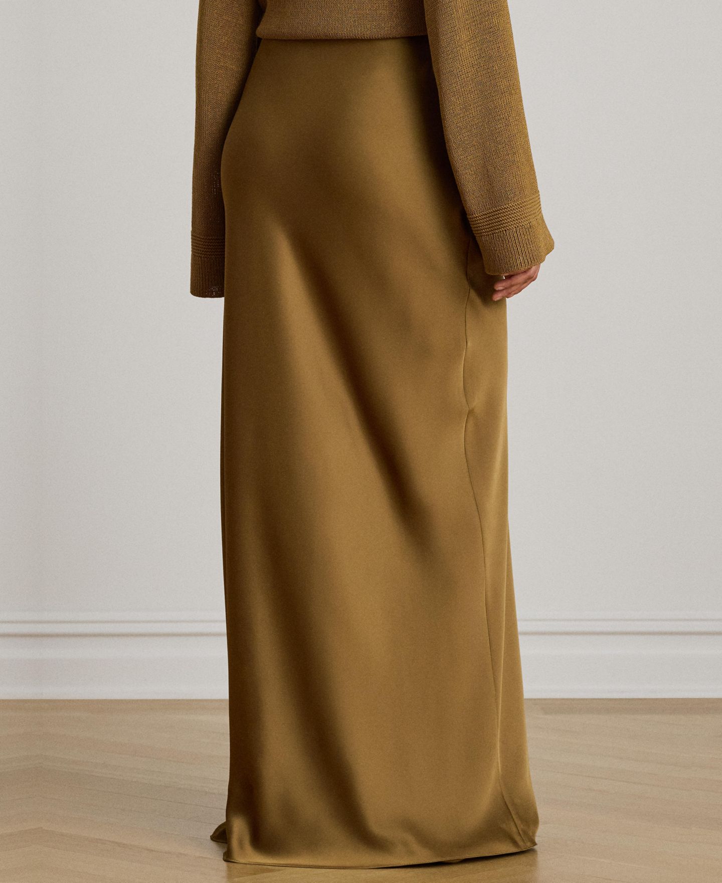 Женская юбка Lauren Ralph Lauren A-Line Charmeuse Maxi, цвет: Табачный бронзовый — фото 5