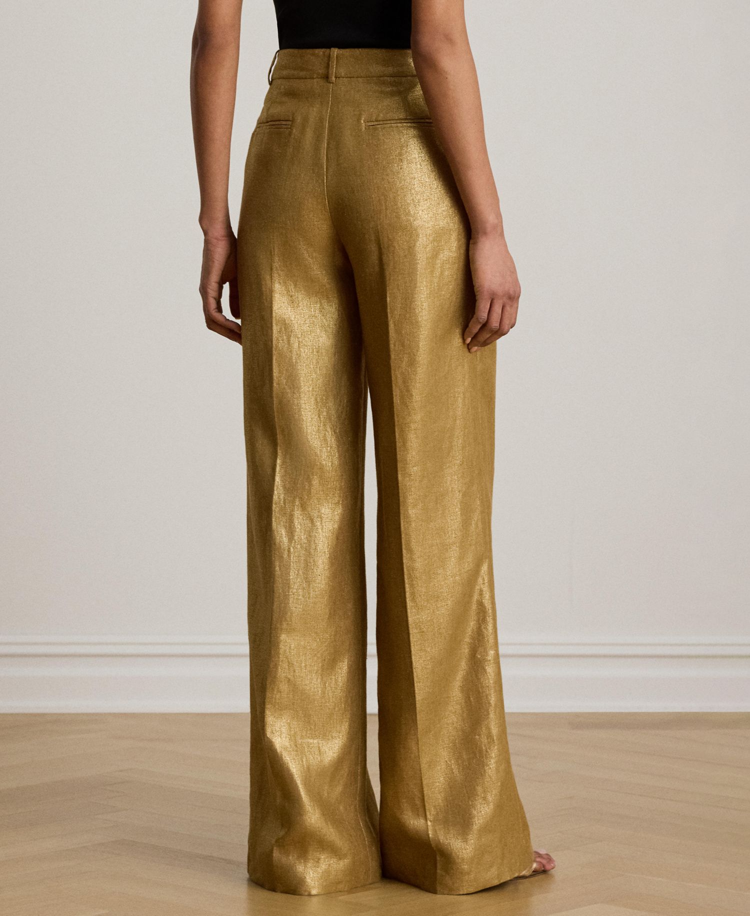 Women's High-Rise Foiled Wide-Leg Pants