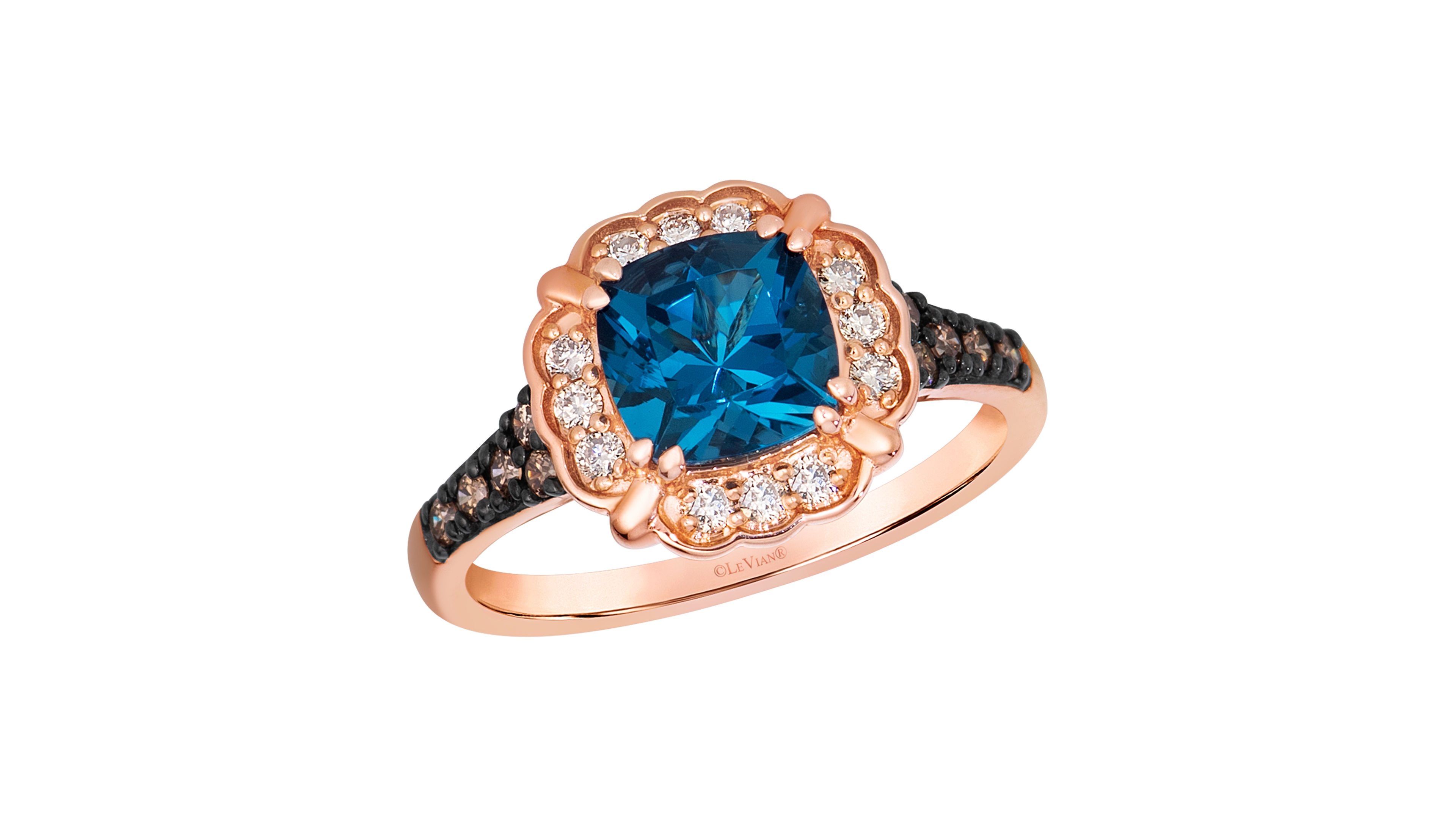 Le Vian Deep Sea Blue Topaz (1-5/8 ct. t.w.), Chocolate Diamond (1/6 ct. t.w.) & Nude Diamond (1/6 ct. t.w.) Ring in 14k Strawberry Gold