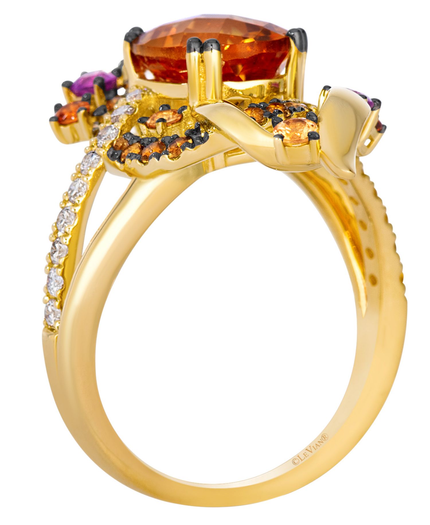 Crazy Collection Cinnamon Citrine®, Multi-Gemstone & Vanilla Diamond (1/5 ct. t.w.) Ring in 14k Honey Gold