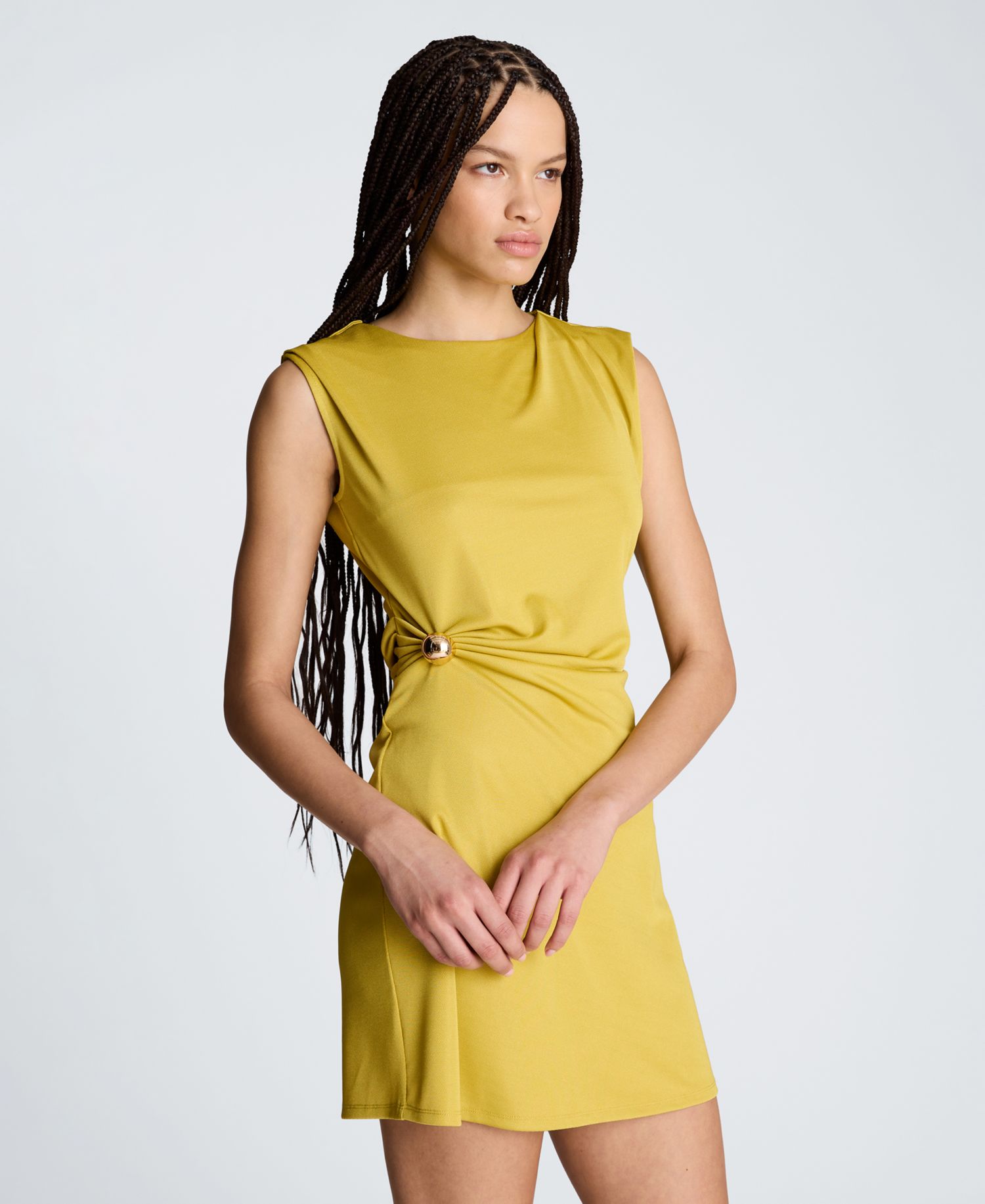 Women's Crewneck Waist Drape Mini Dress