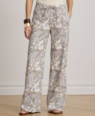 Petite Paisley Wide-Leg Pants