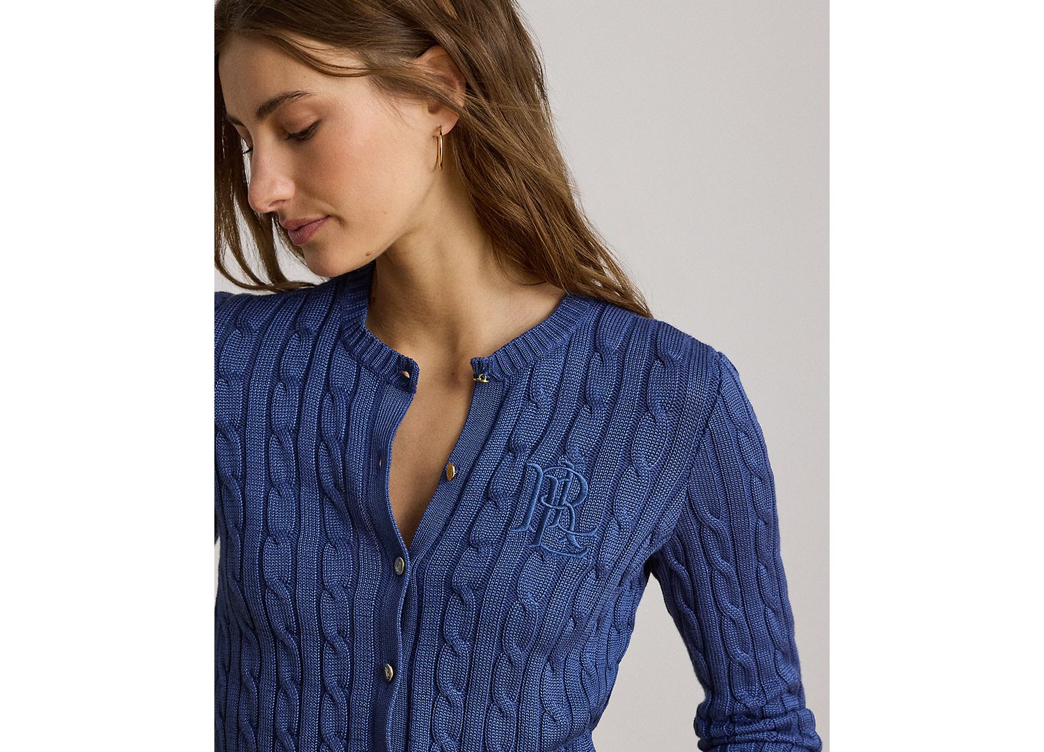 Petite Cable-Knit Button-Front Long-Sleeve Cardigan