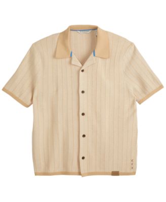 Men's Ribbed Knit Button-Down Shirt