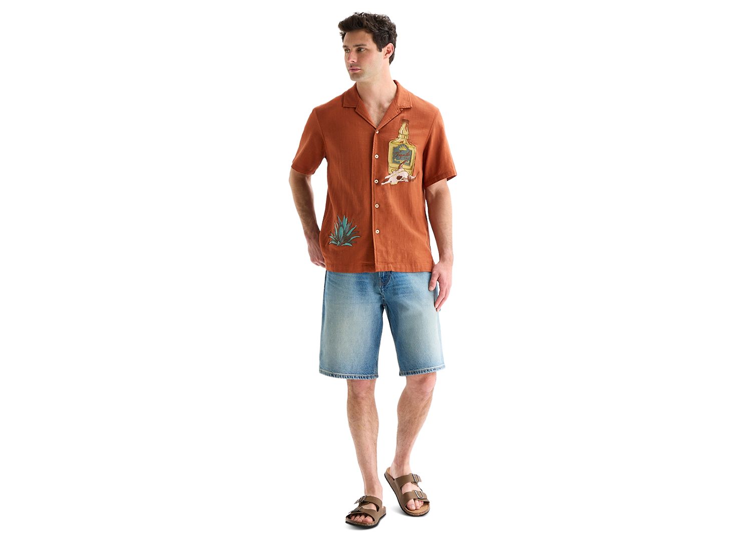Men's Embroidered Tequila Time Short-Sleeve Shirt