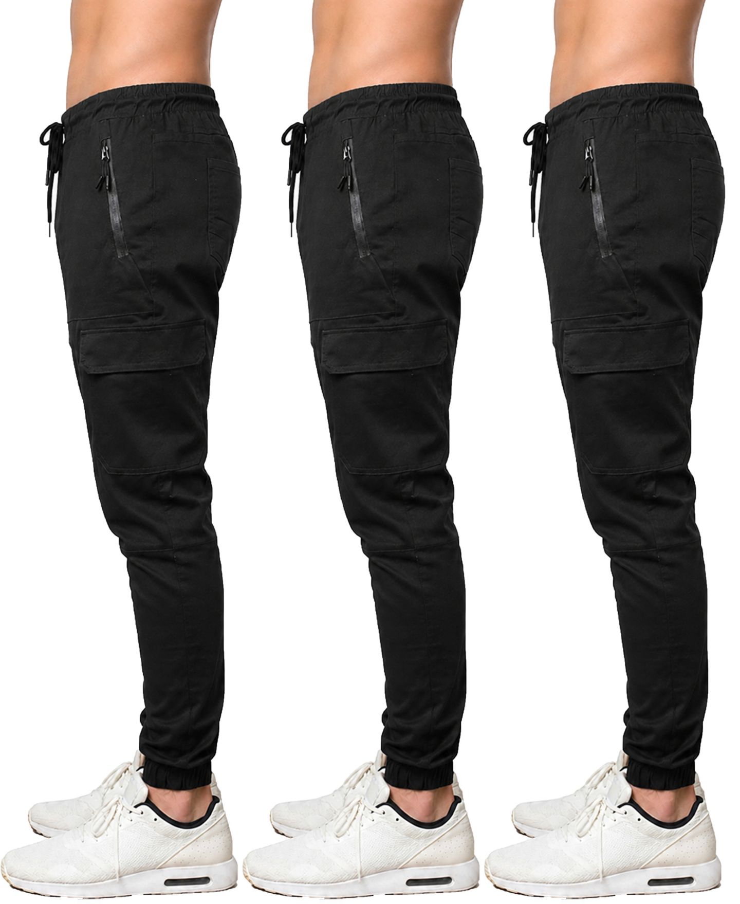 Мужские брюки Blu Rock Slim-Fit Cargo Jogger Pants, 3-Pack, цвет: Чёрный — фото 2