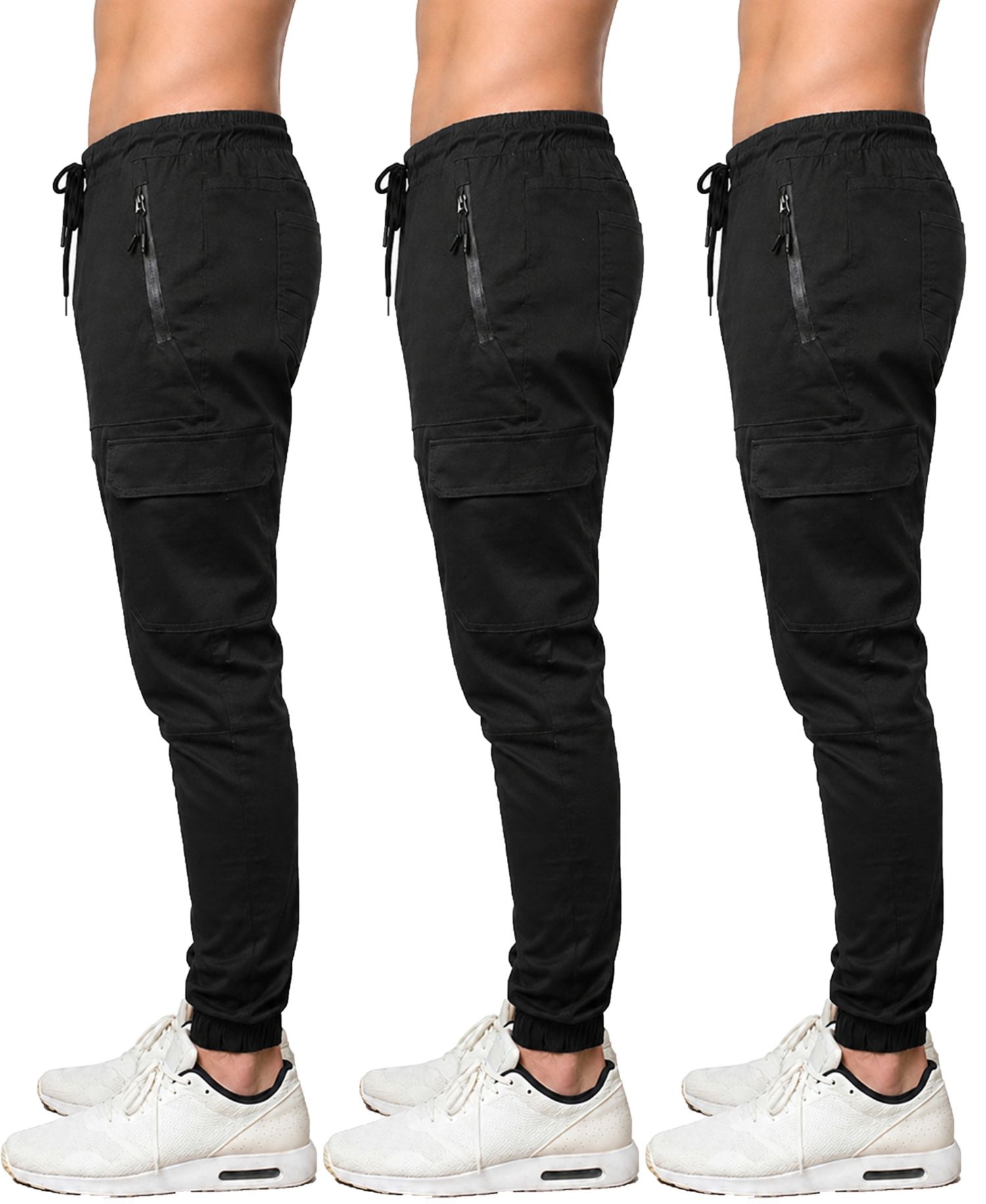 Men's Slim-Fit Cargo Jogger Pants, 3-Pack