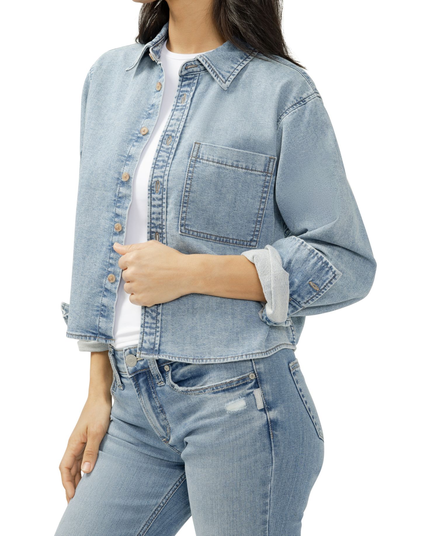 Women's Button-Front Knit Flex Shirt