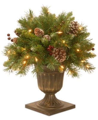 National Tree Company - 18" Frosted Berry Porch Bush with 35 Clear Lights