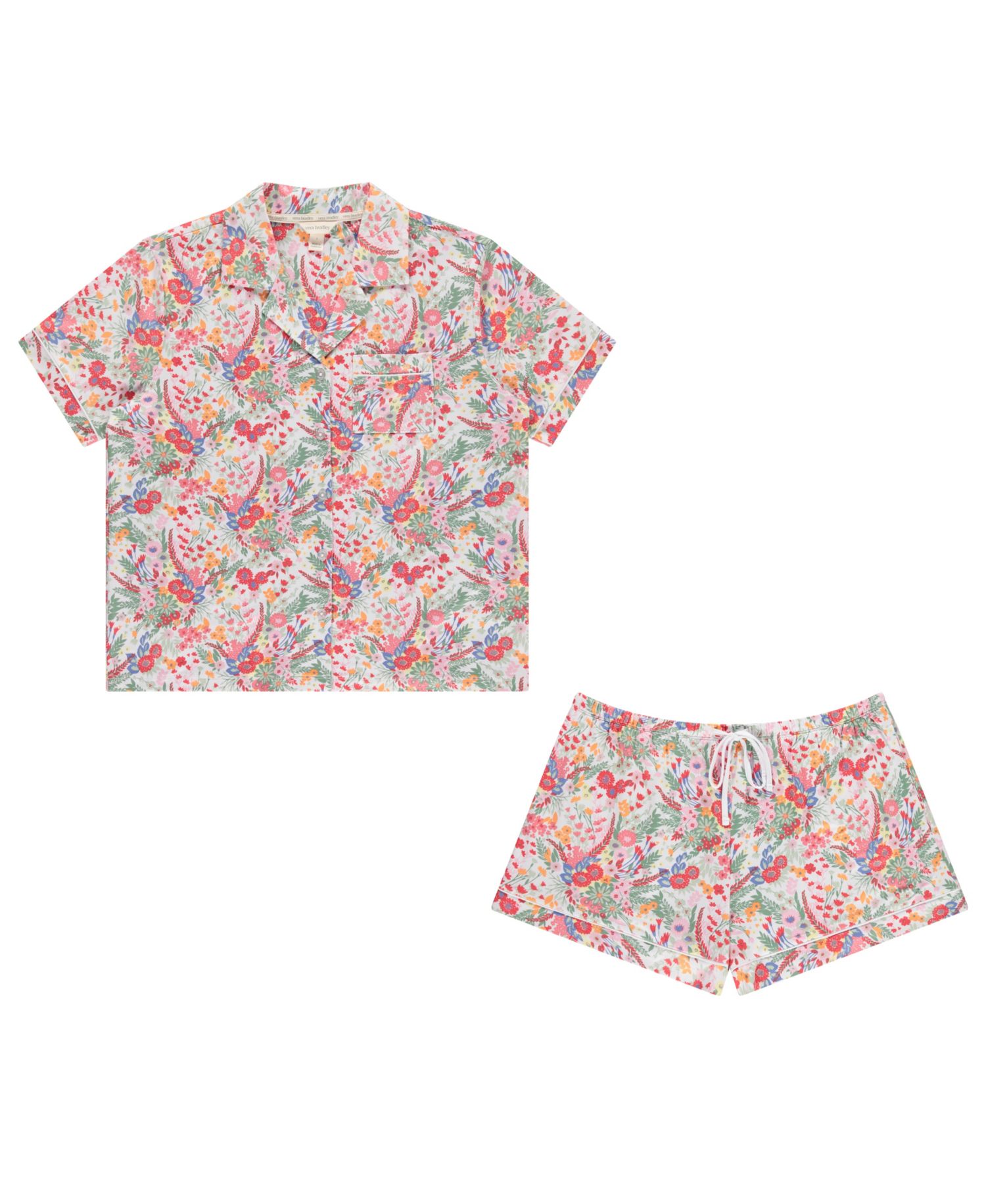 Women's Iconic Print Notch Collar Shirt and Pajama Shorts, 2-Piece Set