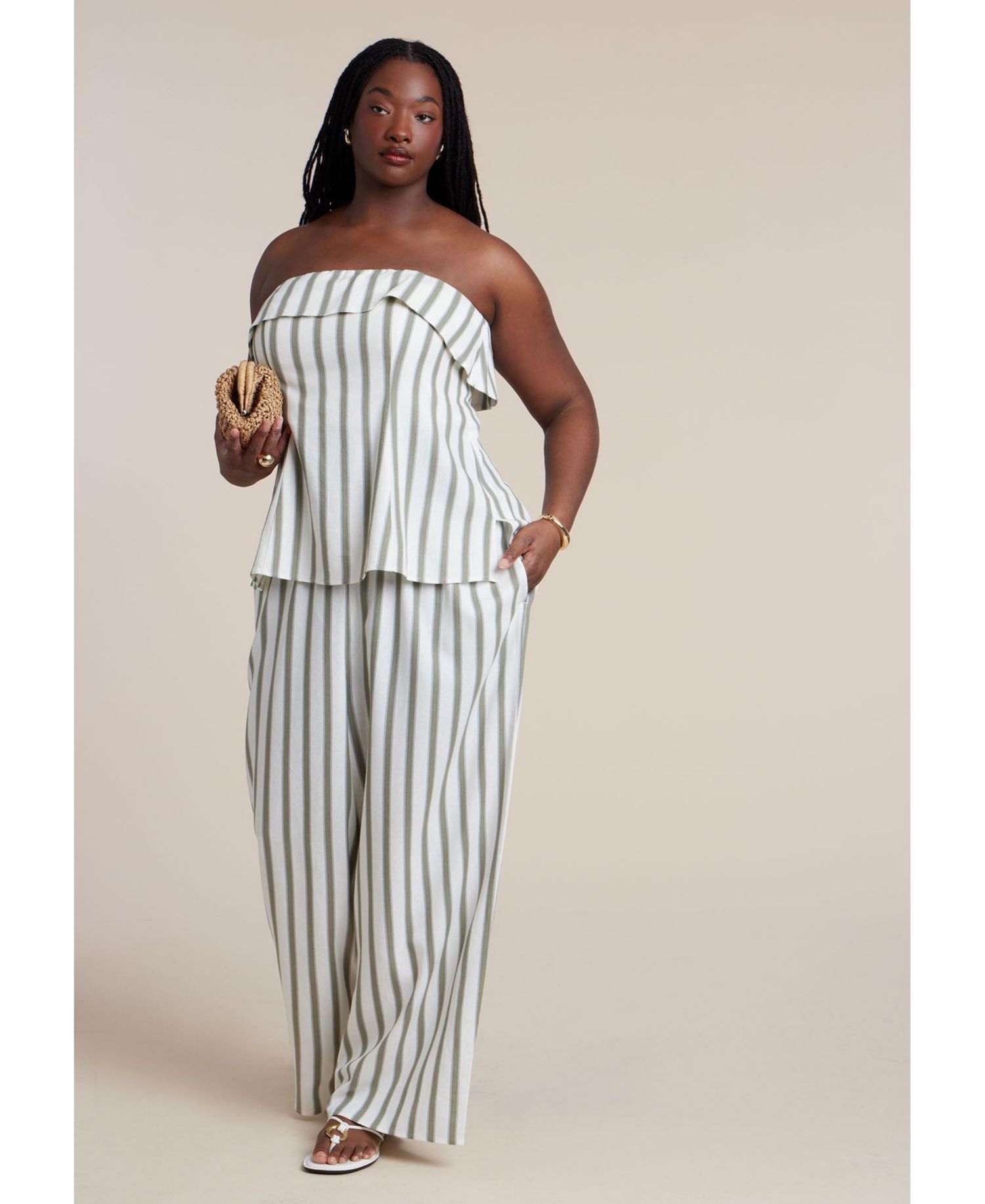Women's Drawstring Wide Leg Linen Pant