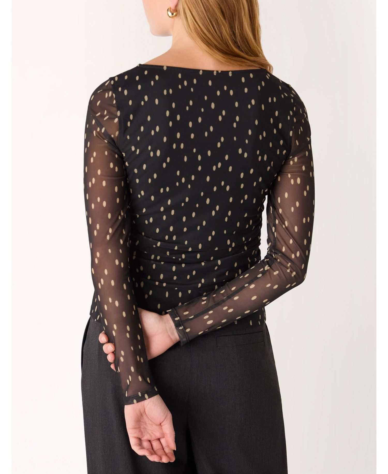 Women's Spot Print Mesh Jersey Top
