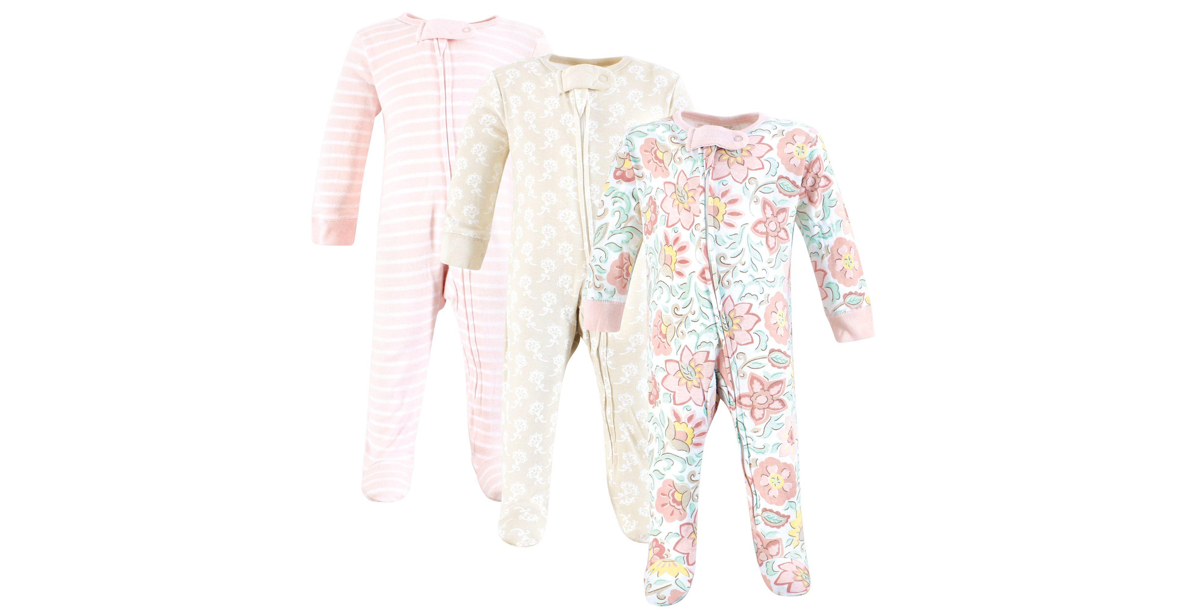 Touched by Nature Baby Girls Organic Cotton Sleep and Play, Traditional Floral, 0-3 Months