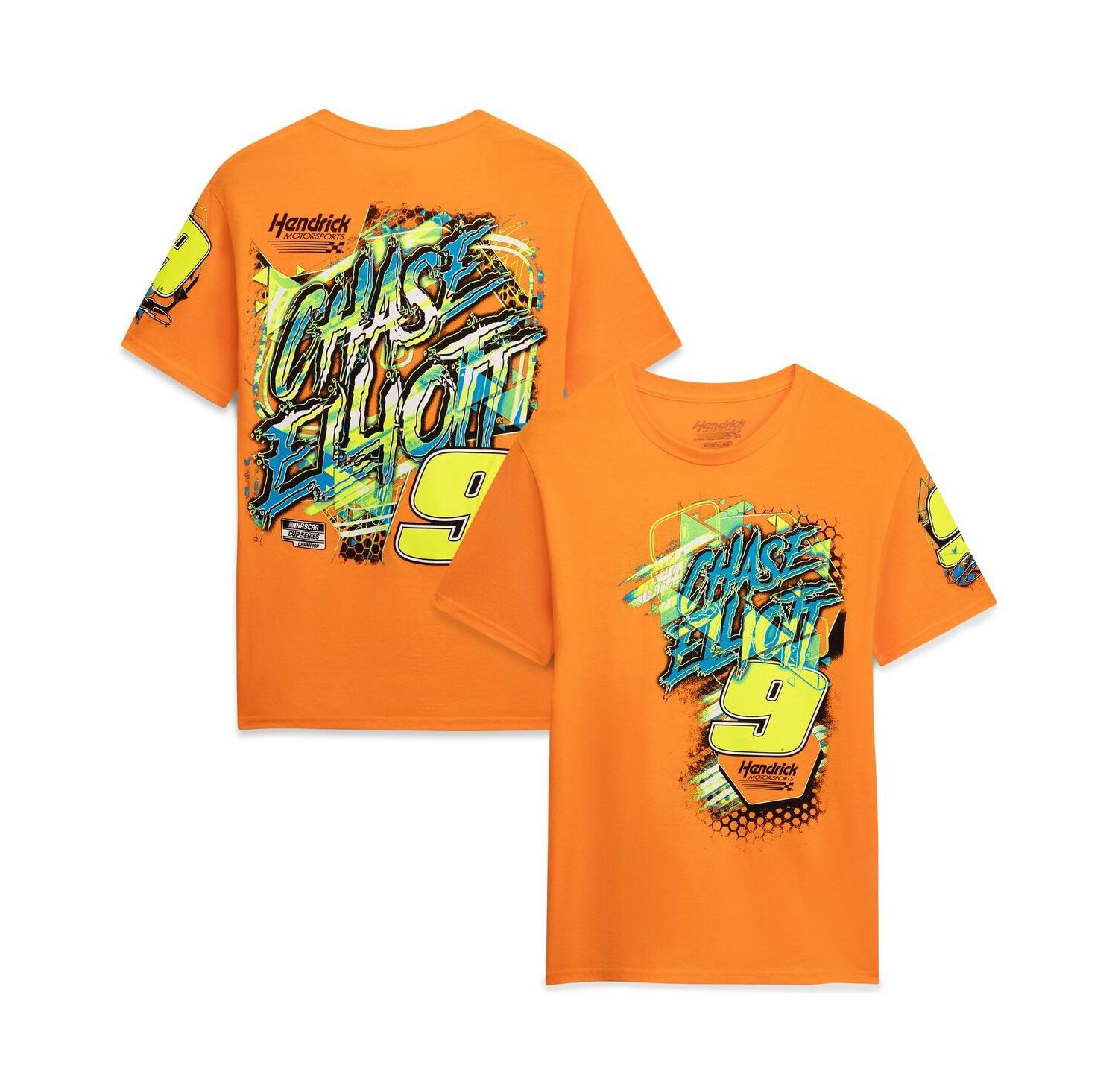 Men's Orange Chase Elliott 9 Neon Xxplosion T-Shirt