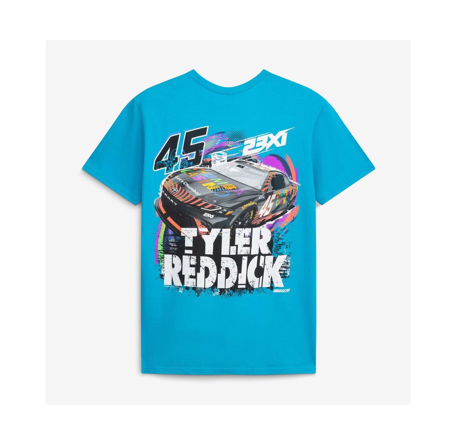 Мужская футболка Teal Tyler Reddick 45 Chumba Tropical Car с изображением тропической машины