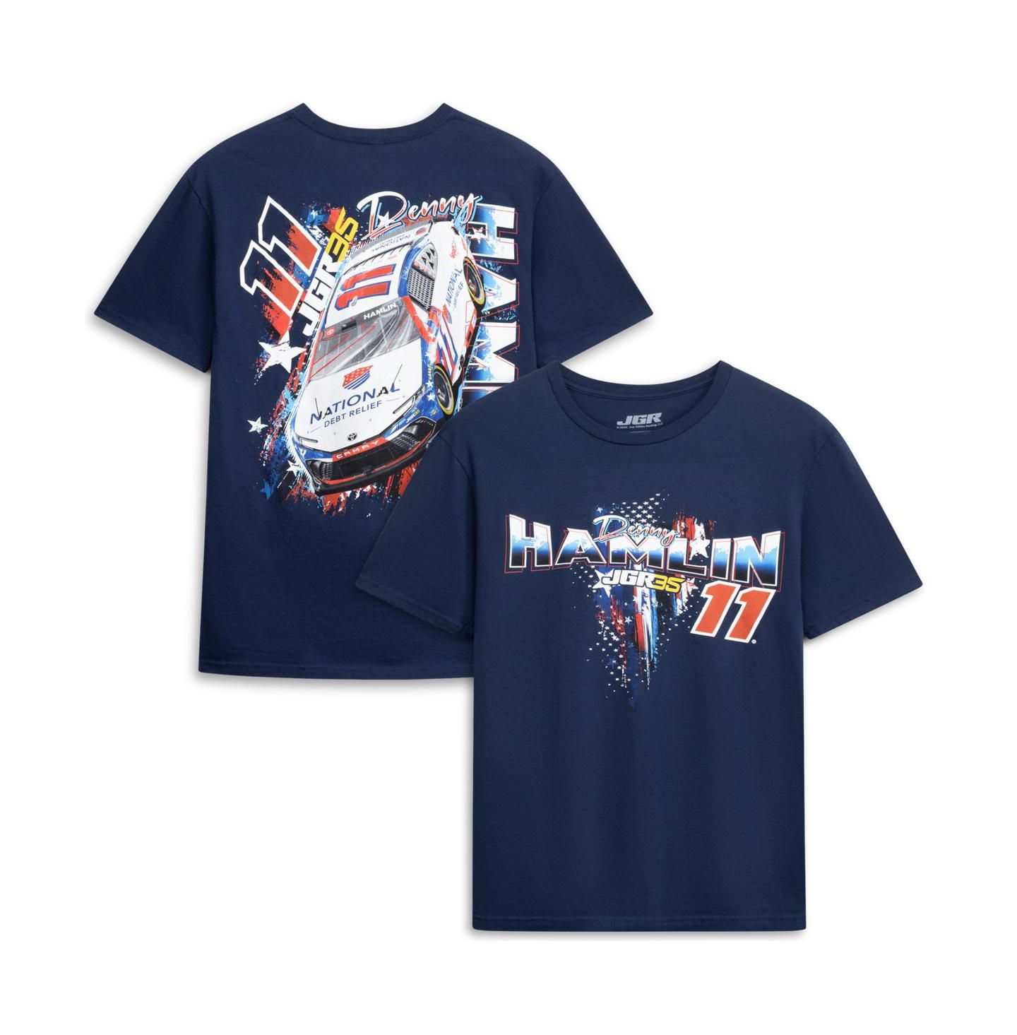 Мужская футболка Joe Gibbs Racing Team Collection Navy Denny Hamlin 11 Debt Relief — фото 1