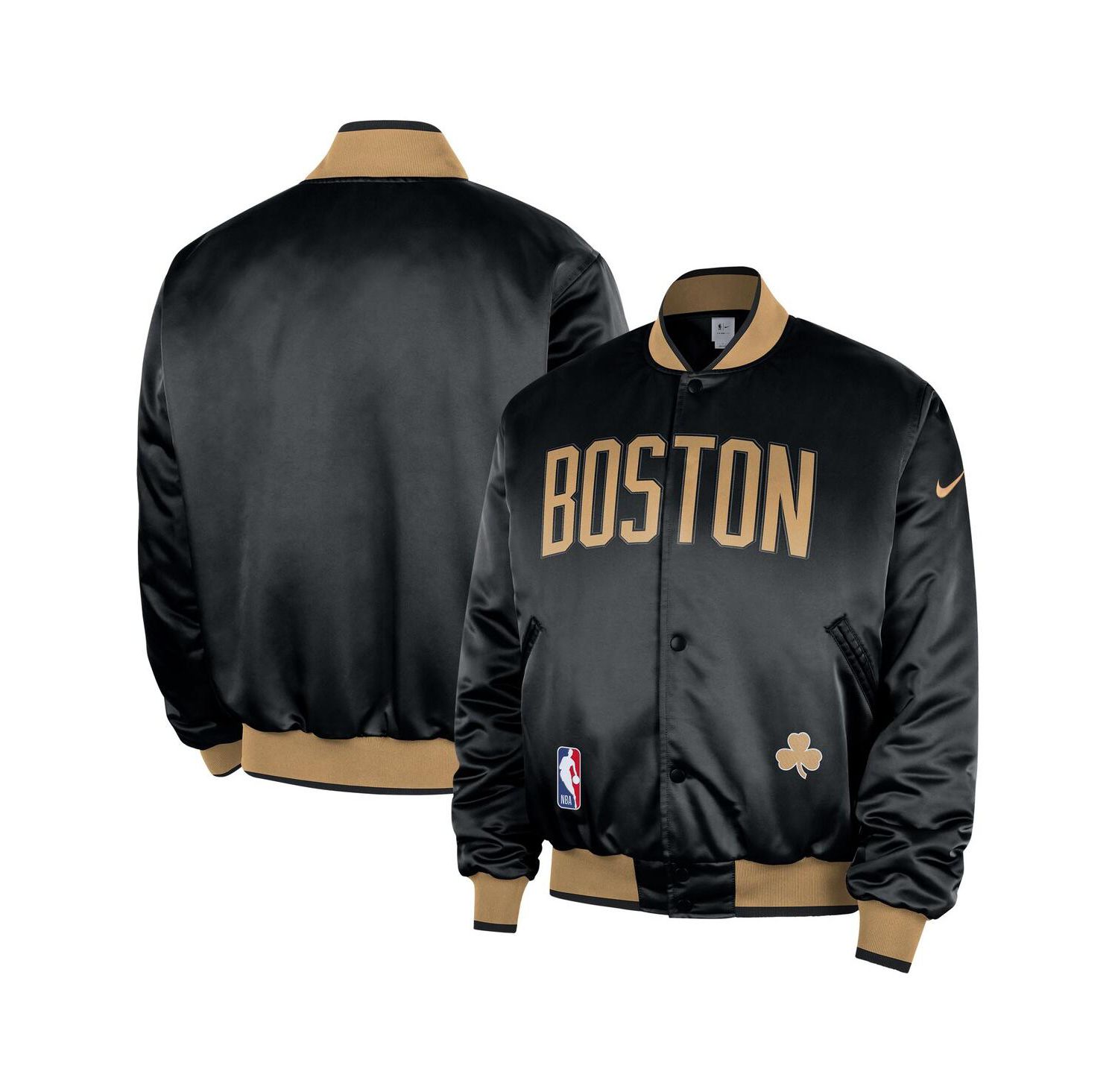 Men's Black Boston Celtics 2025/26 City Edition Remix Courtside Full-Snap Bomber Jacket