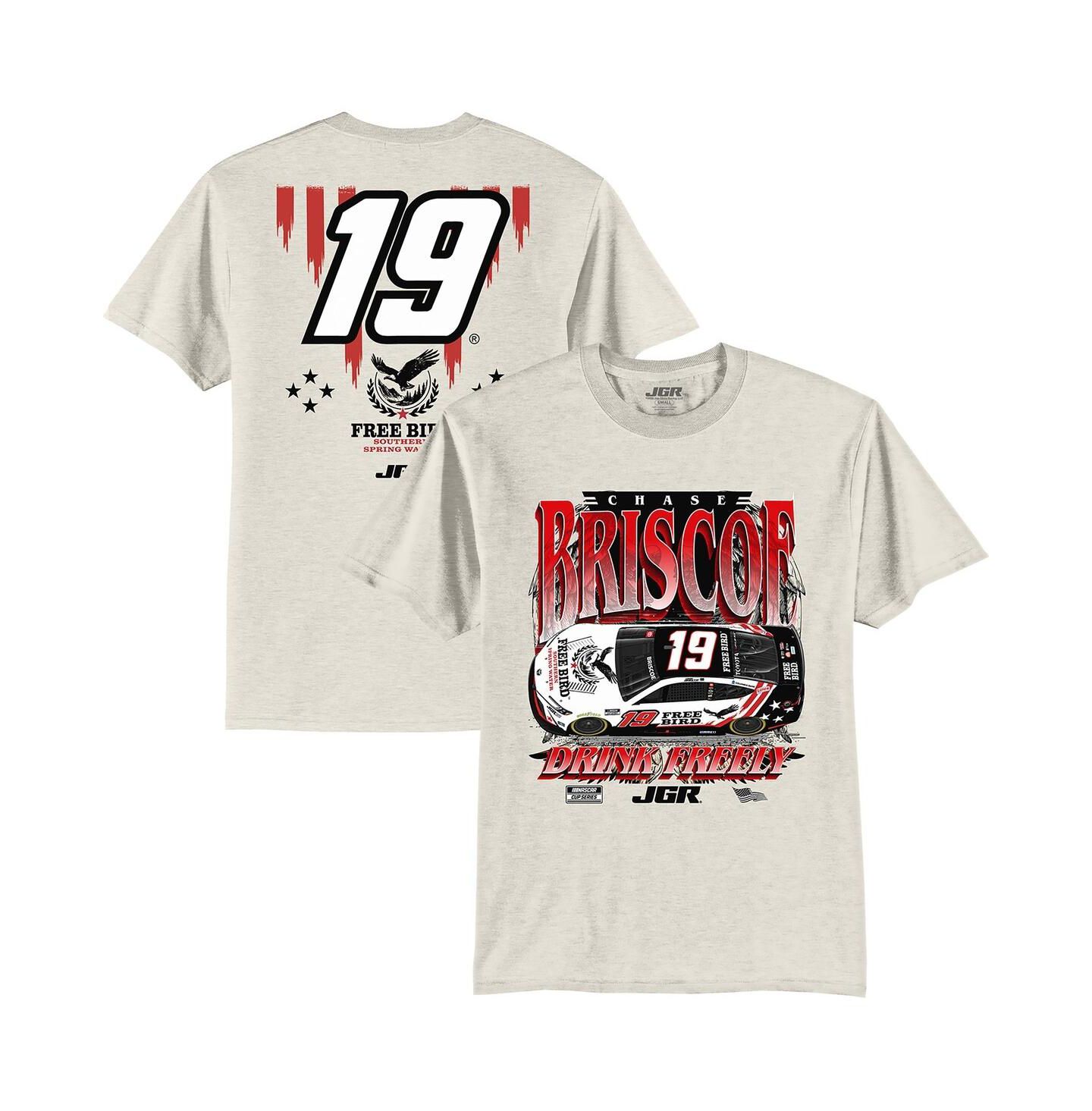 Мужская футболка Joe Gibbs Racing Team Collection Oatmeal Chase Briscoe 19 Free Bird Southern Spring Water Car — фото 1